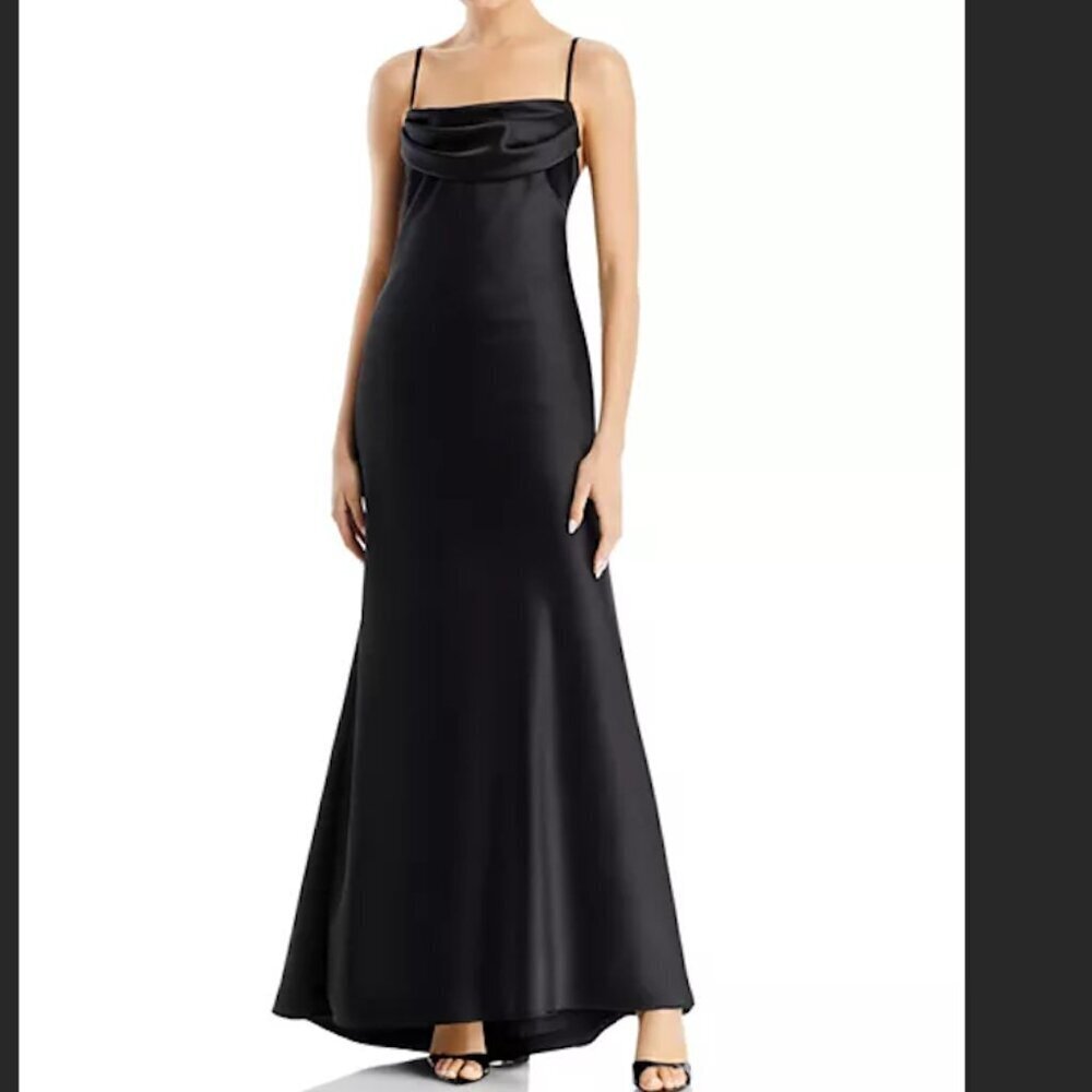 NWT AQUA long elegant cowl neckline with lace open back - Picture 2 of 8